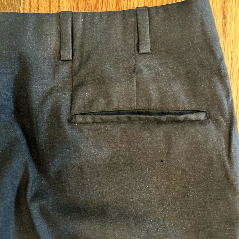 Oxxford Clothes Highest Quality Charcoal Flannel Wool Flat Frt Dress Pants 36X33